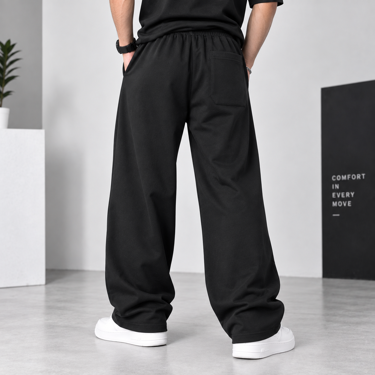 Men's Black Baggy Fit Joggers