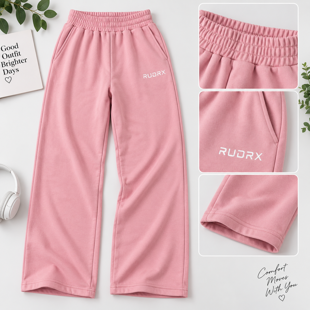 Women's Pink Straight Fit Joggers